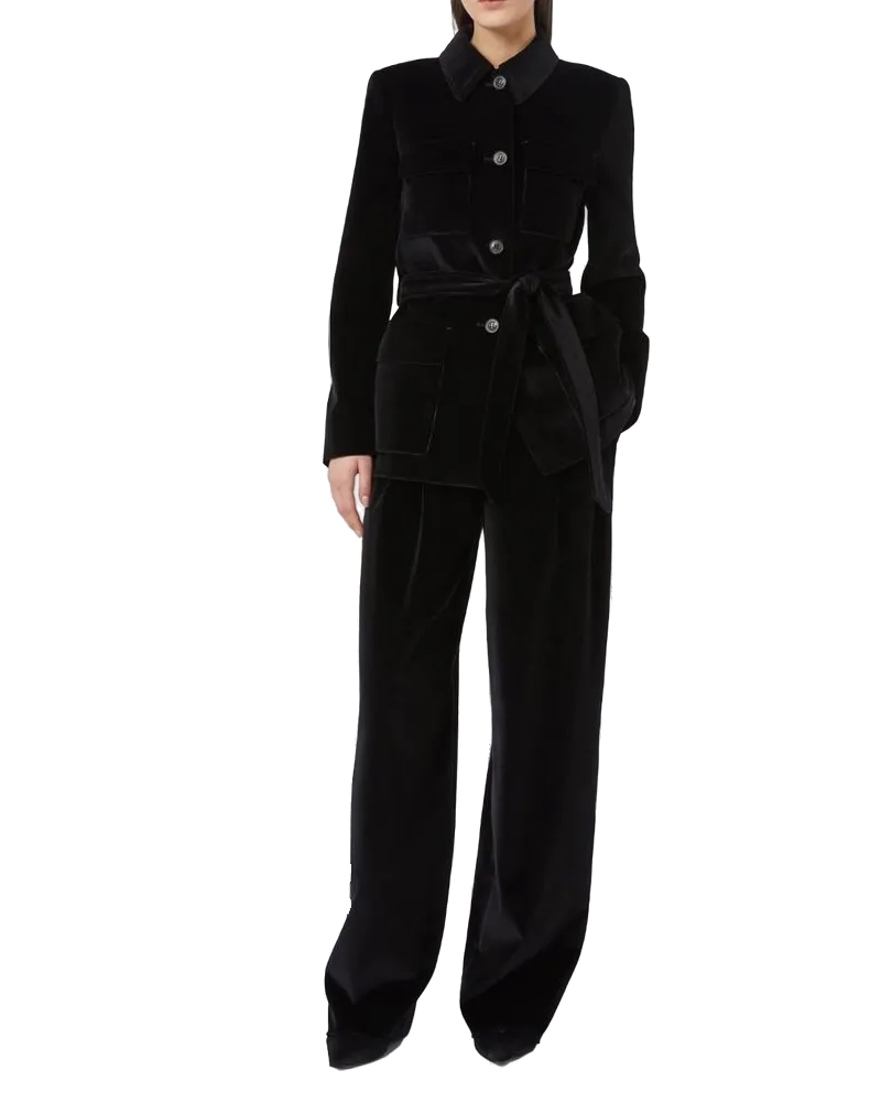 Max Mara Wide-Leg Cotton Trousers — Black Black
