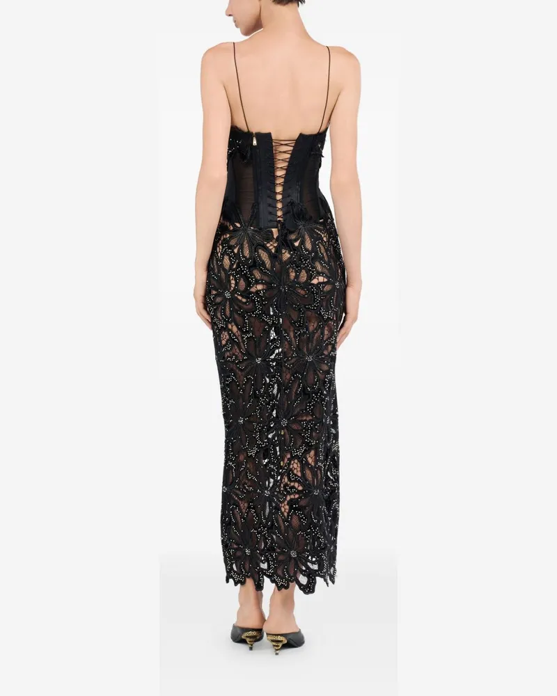 Roberto Cavalli Women's Dress Black Lace Bustier Polyester Black