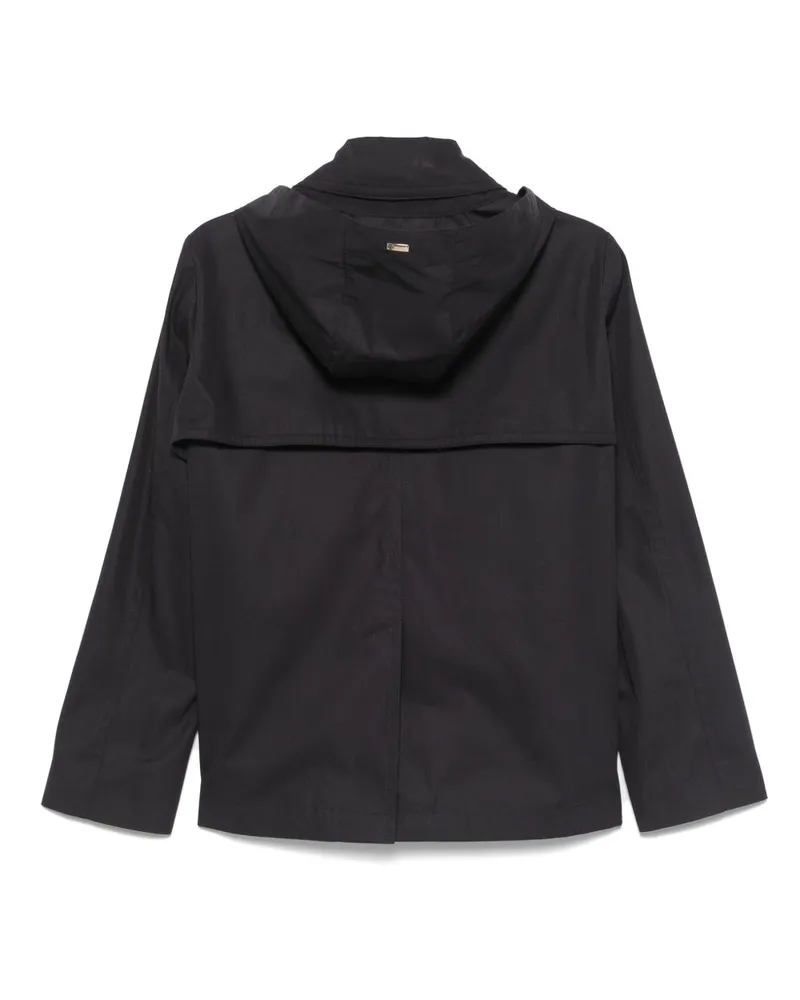 Herno Double-Breasted Cotton Trench Coat — Black Black
