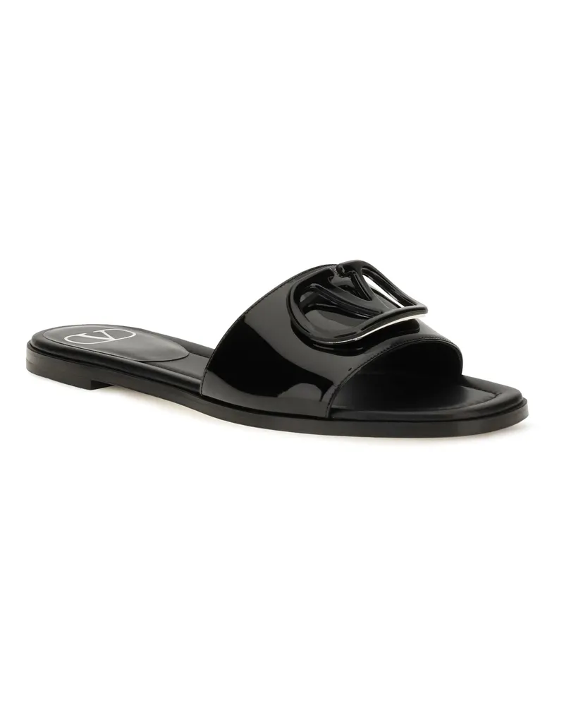 Valentino Garavani Women's Vlogo Patent Leather Slide Sandals Nero Black