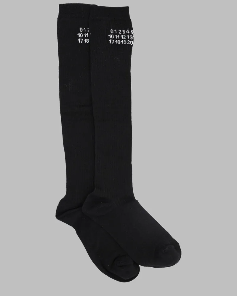 Maison Margiela Logo Cotton Blend Socks — Black Black