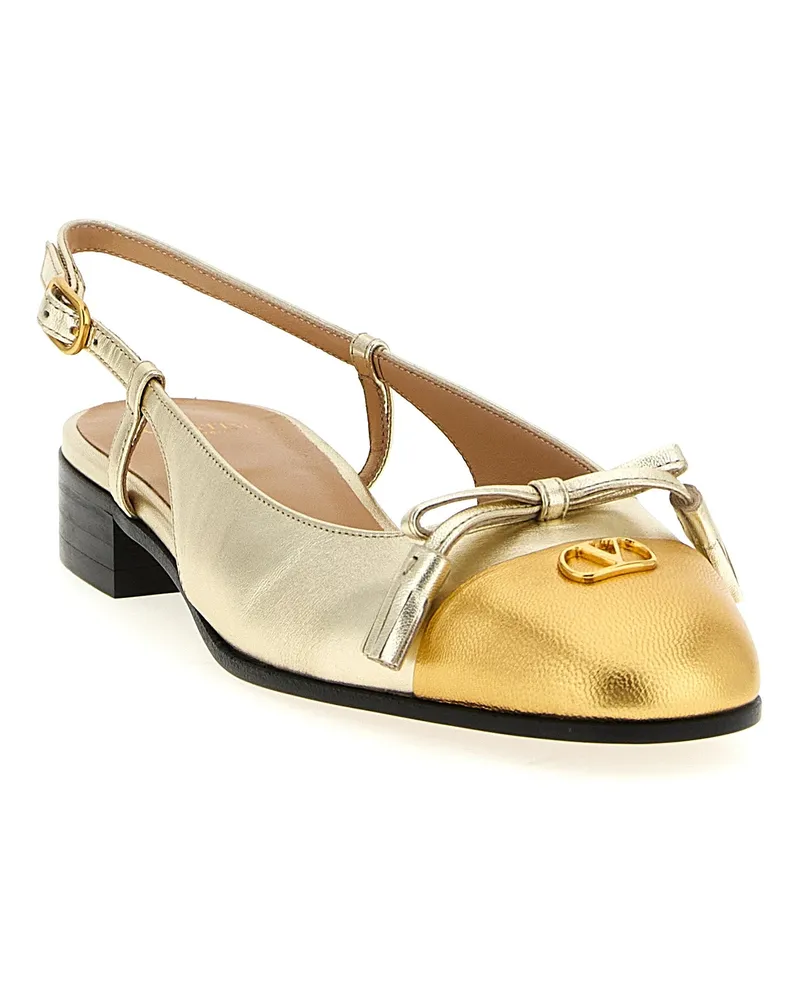 Valentino Garavani Women's Gold Leather Ballet Flats Gold