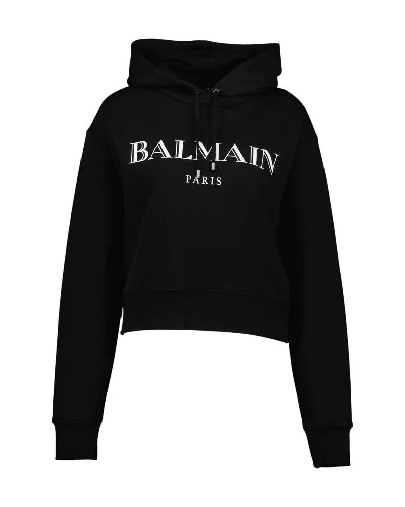 Balmain Women's Vintage Print Hoodie -  Cotton Black Concept-Store Ready-To-Wear Black