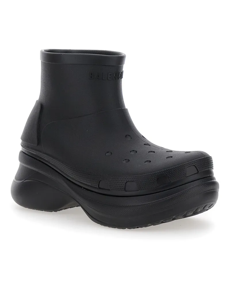 Balenciaga Men's Black Ankle Boots With Embossed Logo Eva Black