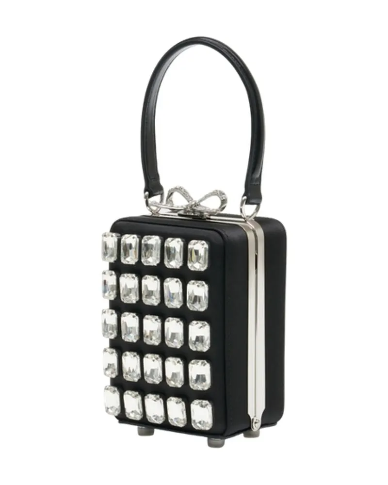 Self-Portrait Women's Crystal-Embellished Clutch Black Silk Black