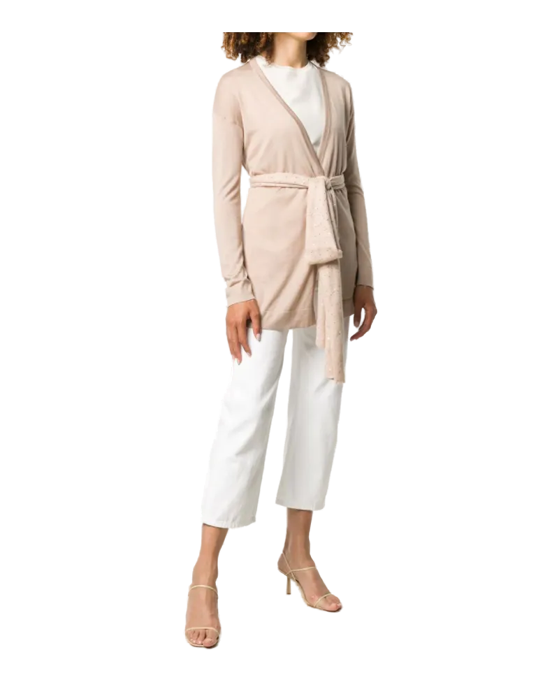 Fabiana Filippi Women's Silk Waist-Tied Cardigan Aw20 W Beige