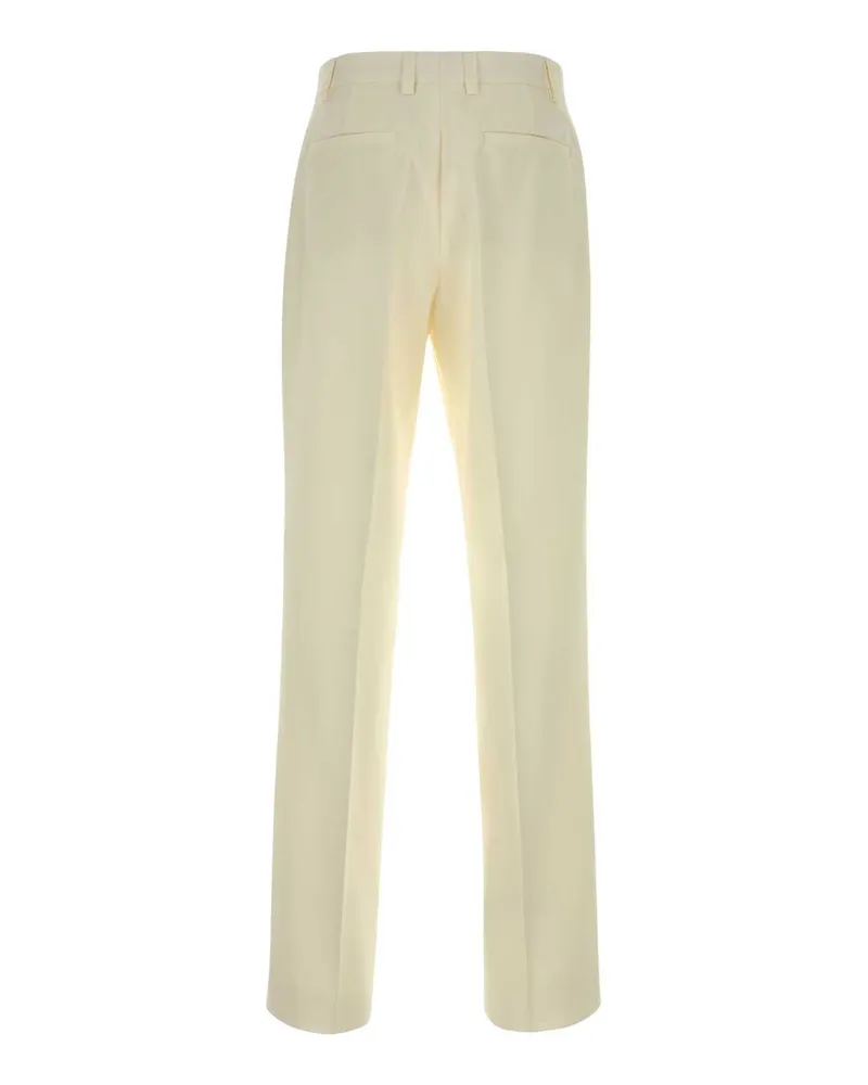 Versace Men's Ivory Wool Blend Pant Offwhite Exterior: Nylon Pantaloni Trousers White