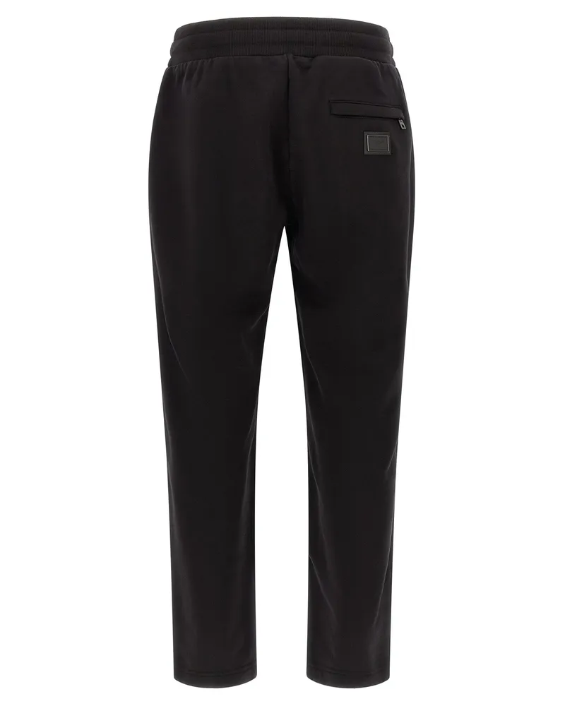 Dolce & Gabbana Logo-Plaque Cotton Jersey Joggers — Black Black