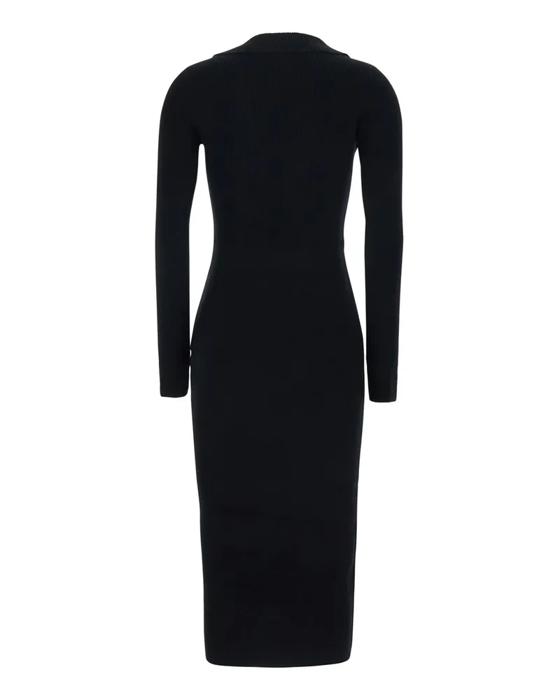 Elisabetta Franchi Women's Knit Dress V-Neck Long Sleeve Black Viscose Black