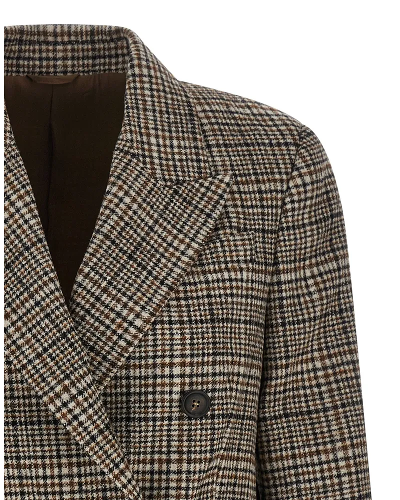 Brunello Cucinelli Double-Breasted Cashmere-Blend Blazer — Beige Beige