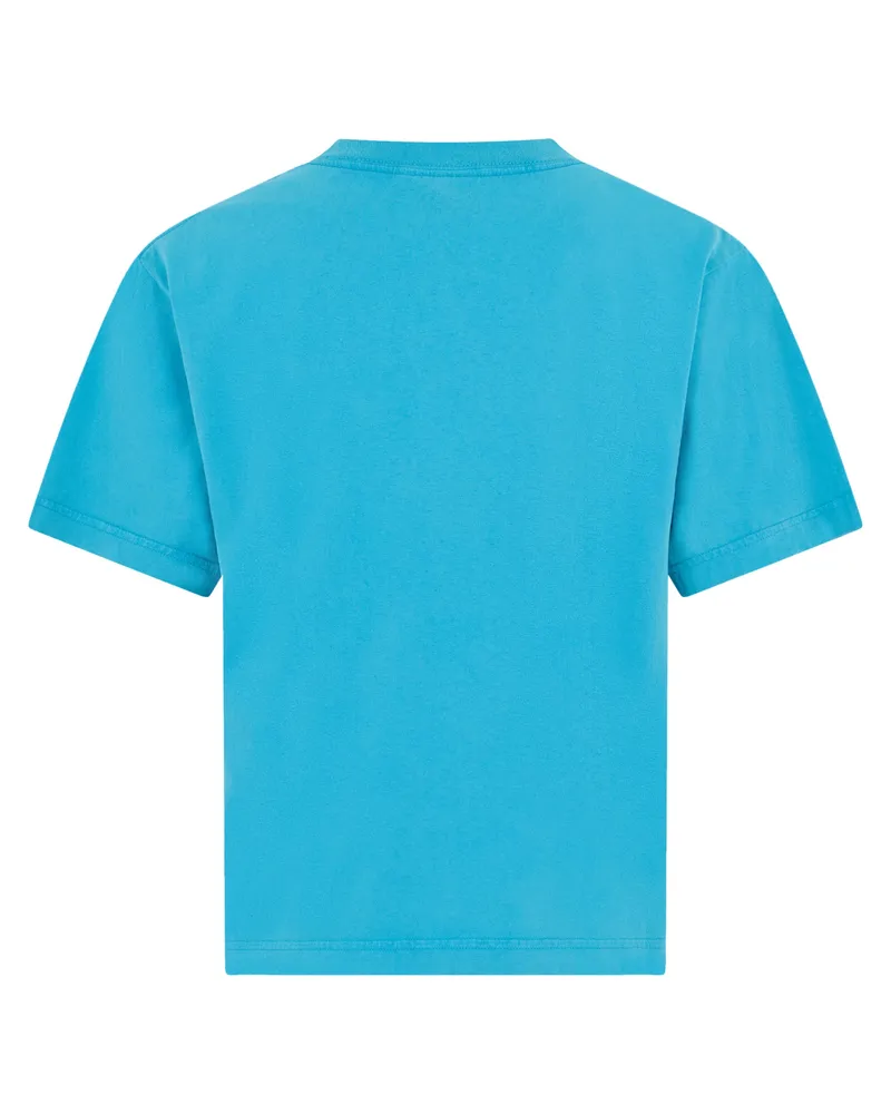 Balenciaga Logo-Embroidered Cotton T-Shirt — Blue Blue