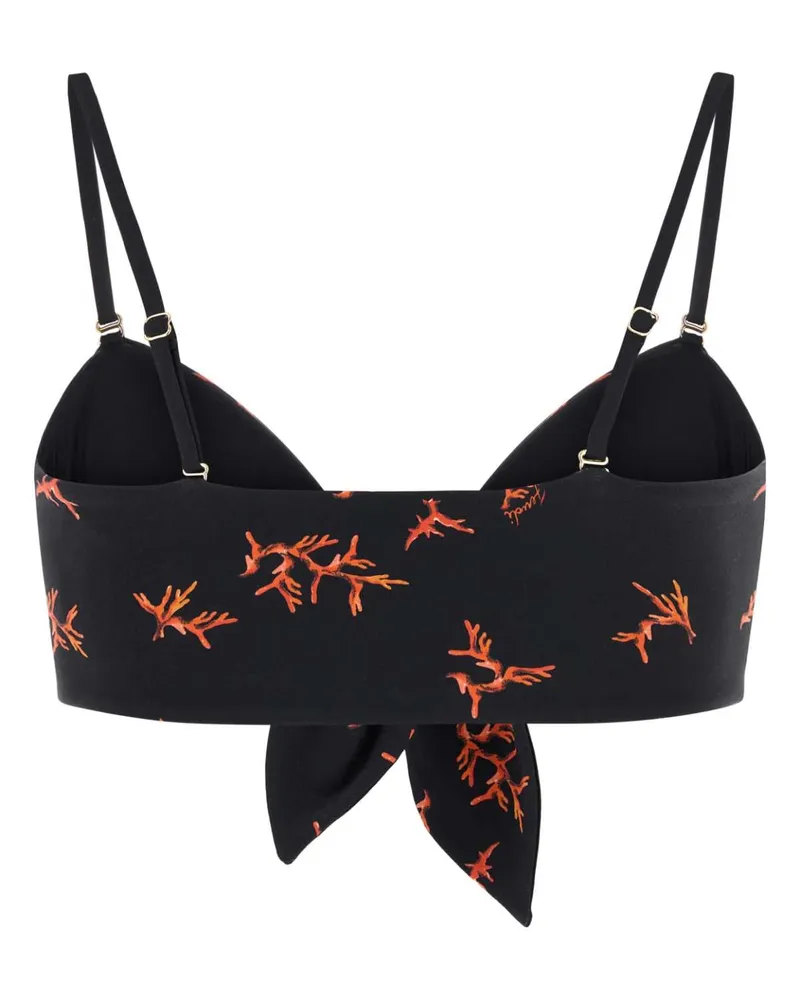 Fendi Women's Printed Stretch Nylon Bikini Top Black+marsala Costumi Da Bagno Black
