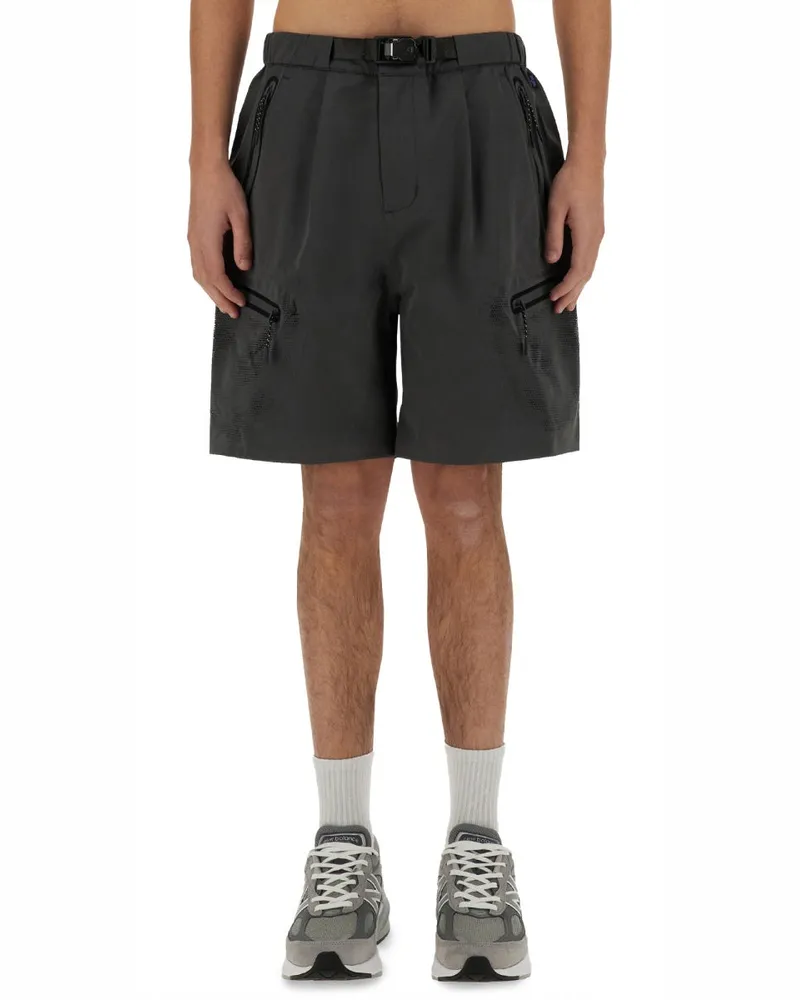 Alpha Industries Laser Cut Polyester Bermuda Shorts — Gray Gray