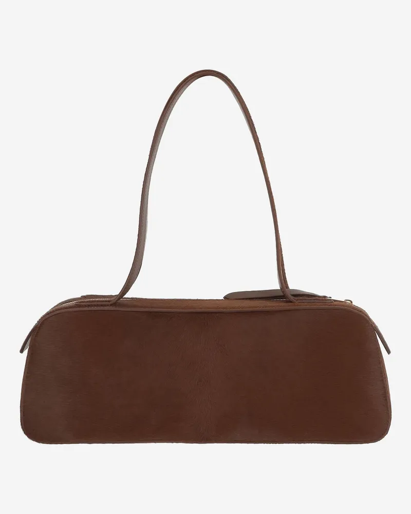 KHAITE Women's Simona Leather Shoulder Bag Brown Calfskin Satchels & Cross Body Brown