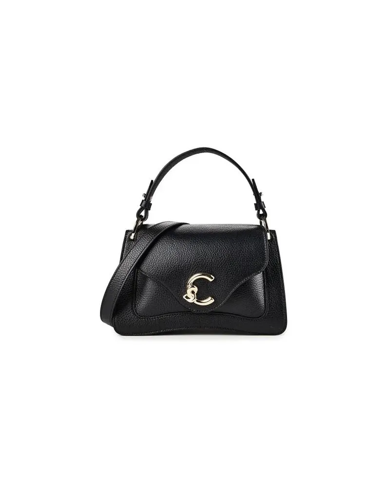 Coccinelle Women's Shoulder Bag Black Grained Leather - Top-Handle-Bags Black