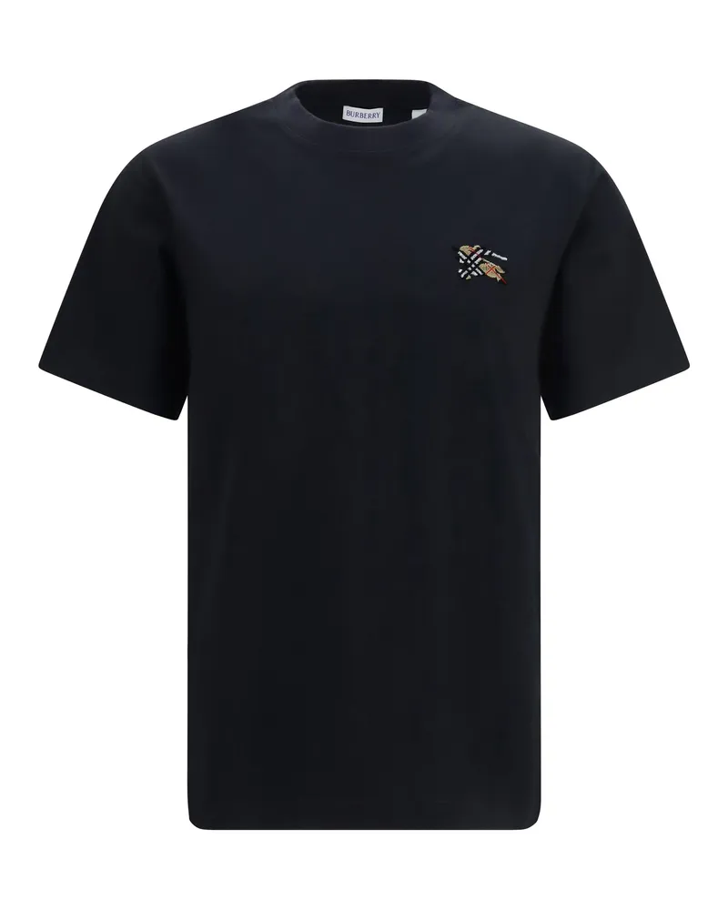 Burberry Embroidered Equestrian Knight Logo T-Shirt — Black Black