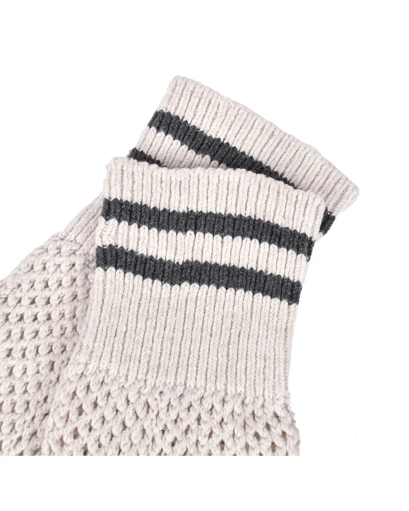 Brunello Cucinelli Womens Oat Two-Tone Hand Knit Socks Neutrals Clothing One