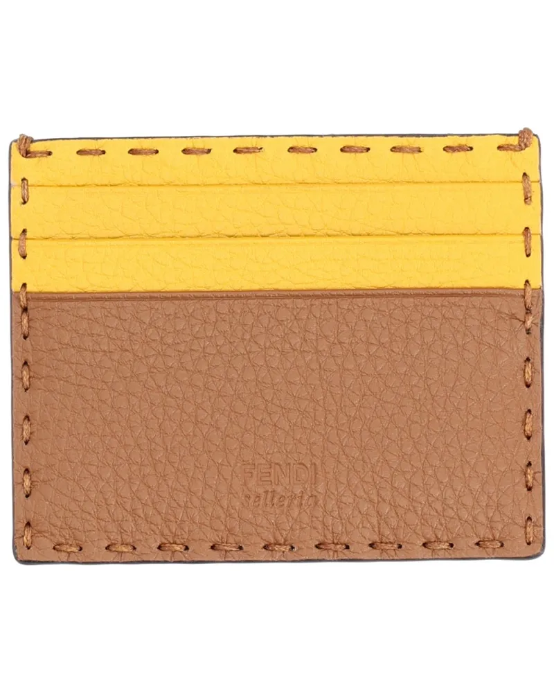 Fendi Calf Leather Card Case — Brown Brown