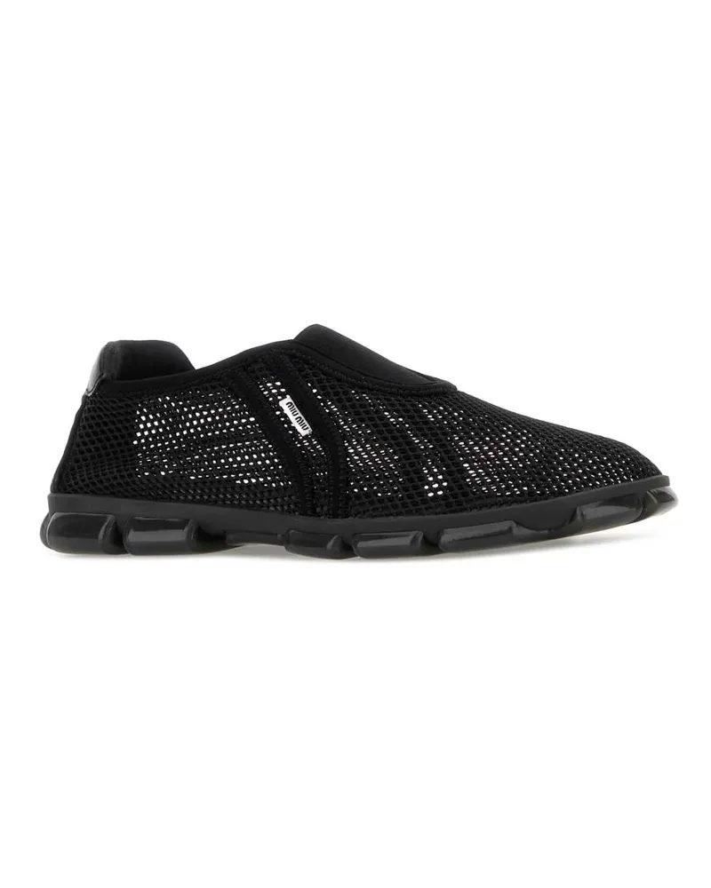 Miu Miu Women's Black Mesh Slip Ons Nero Sneaker Black