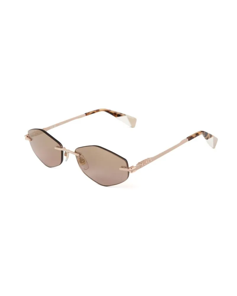 Furla Women's Sunglasses Glossy Full Beige Metal Eyewear Beige