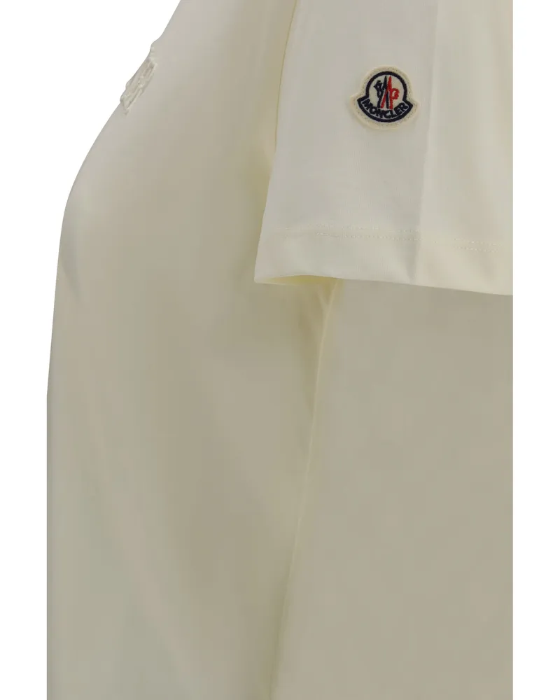Moncler Women's T-Shirt Cotton Tone-On-Tone Logo White T-Shirts & Jerseys White