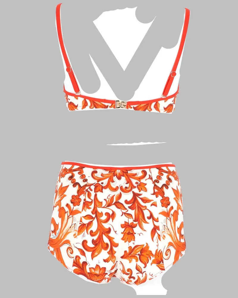 Dolce & Gabbana Maiolica Print Bikini Set — Orange Orange