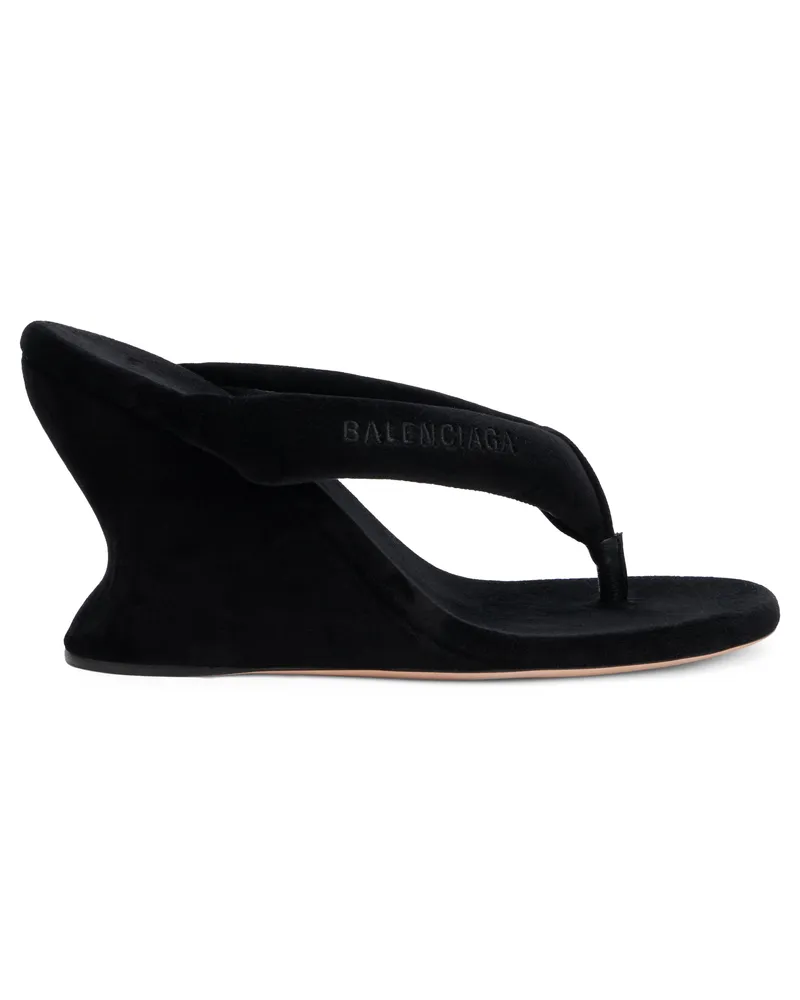 Balenciaga Women's Wedge Sandals Black Cotton Black
