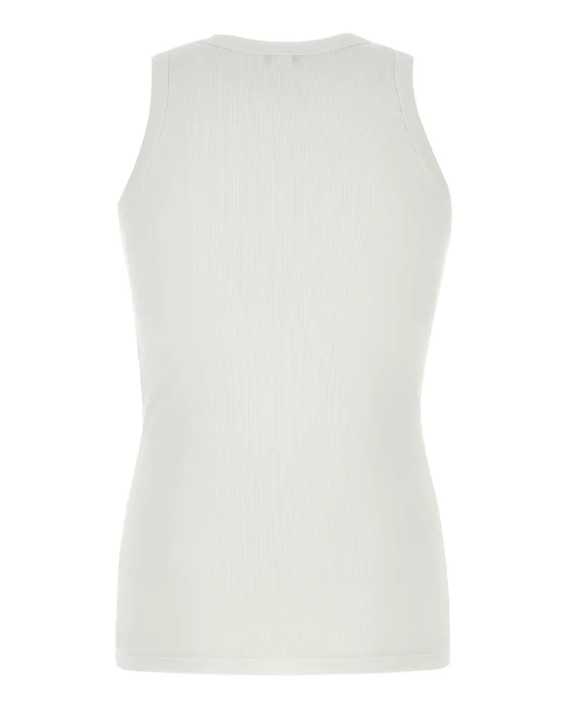 Alexander McQueen Men Ribbed Cotton Tank Top White Elastane Tops White