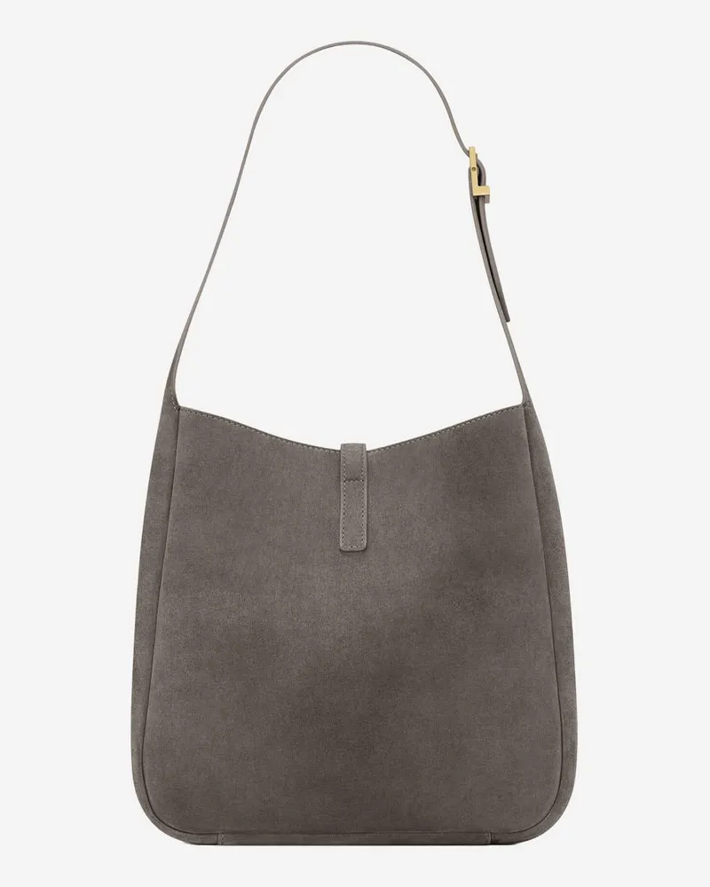 Saint Laurent Women's Small And Soft Suede Le 5 À 7 Bag Gray Calf Leather Shoulder Gray