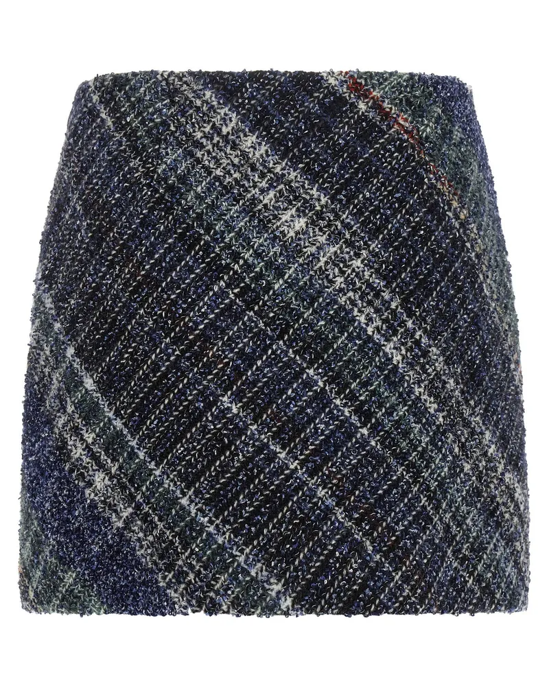 Missoni Diagonal-Check Wool Blend Skirt — Navy Navy
