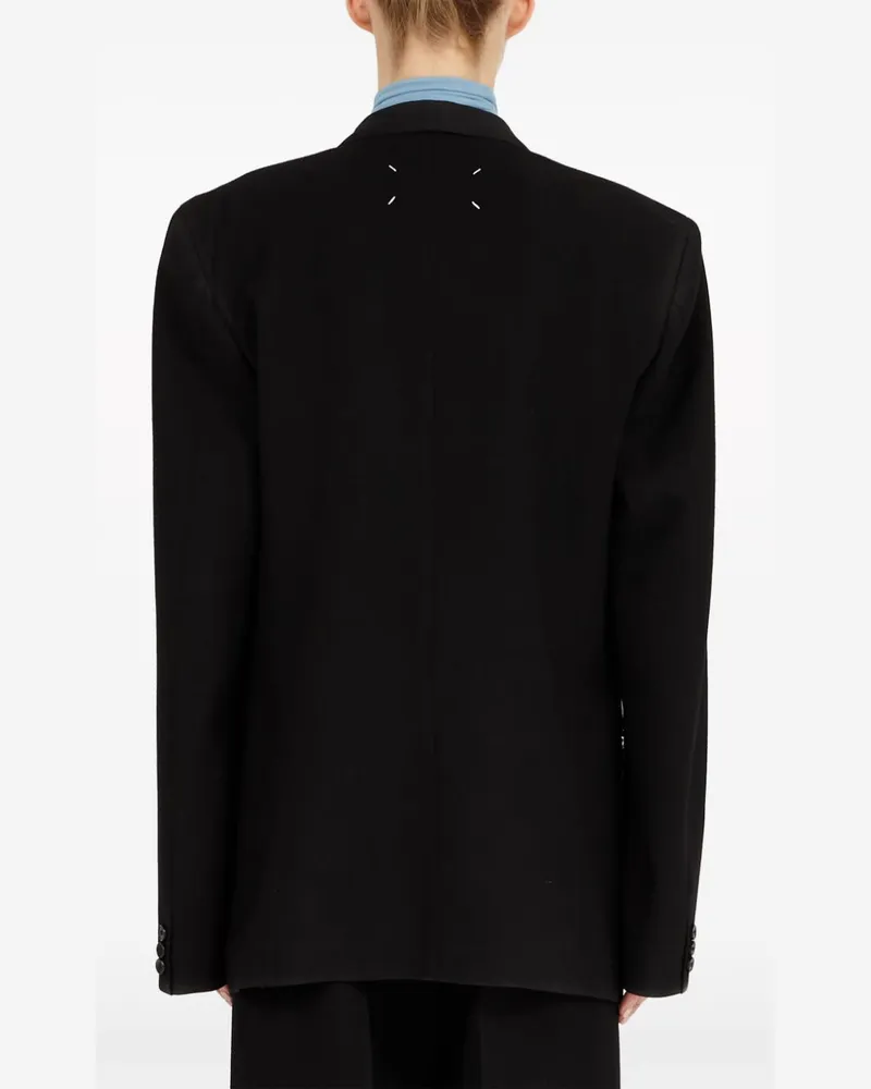 Maison Margiela Wool with 4-Needle Satin Trim Blazer — Black Black