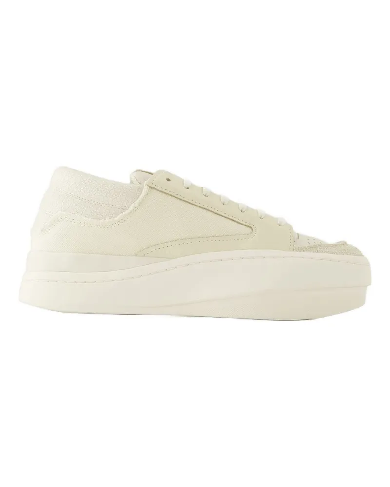 Y-3 Unisex Lux Bball Low Sneakers  Leather White Beige Shoes White
