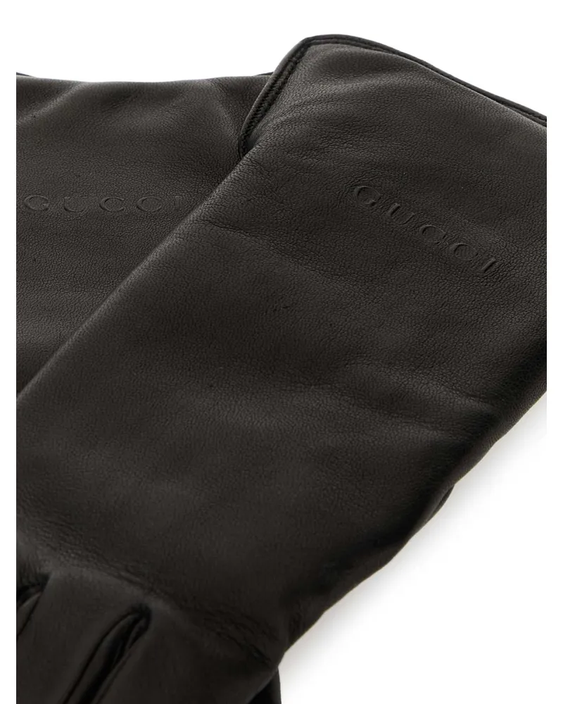 Gucci Women's Black Leather Gloves Guanti Black