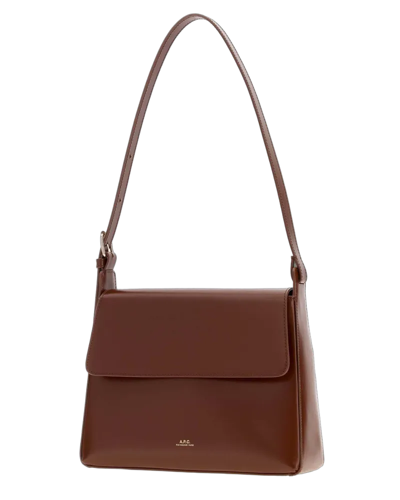 A.P.C. Women's Brown Leather Virginie Shoulder Bag Hazelnut Vache Borse A Tracolla Brown
