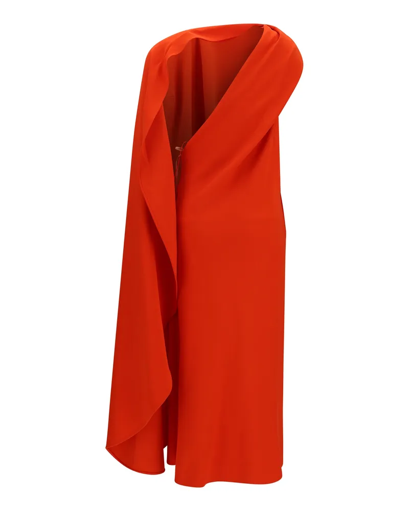 Balenciaga Women's Draped Silk Midi Dress Sunset Red Red