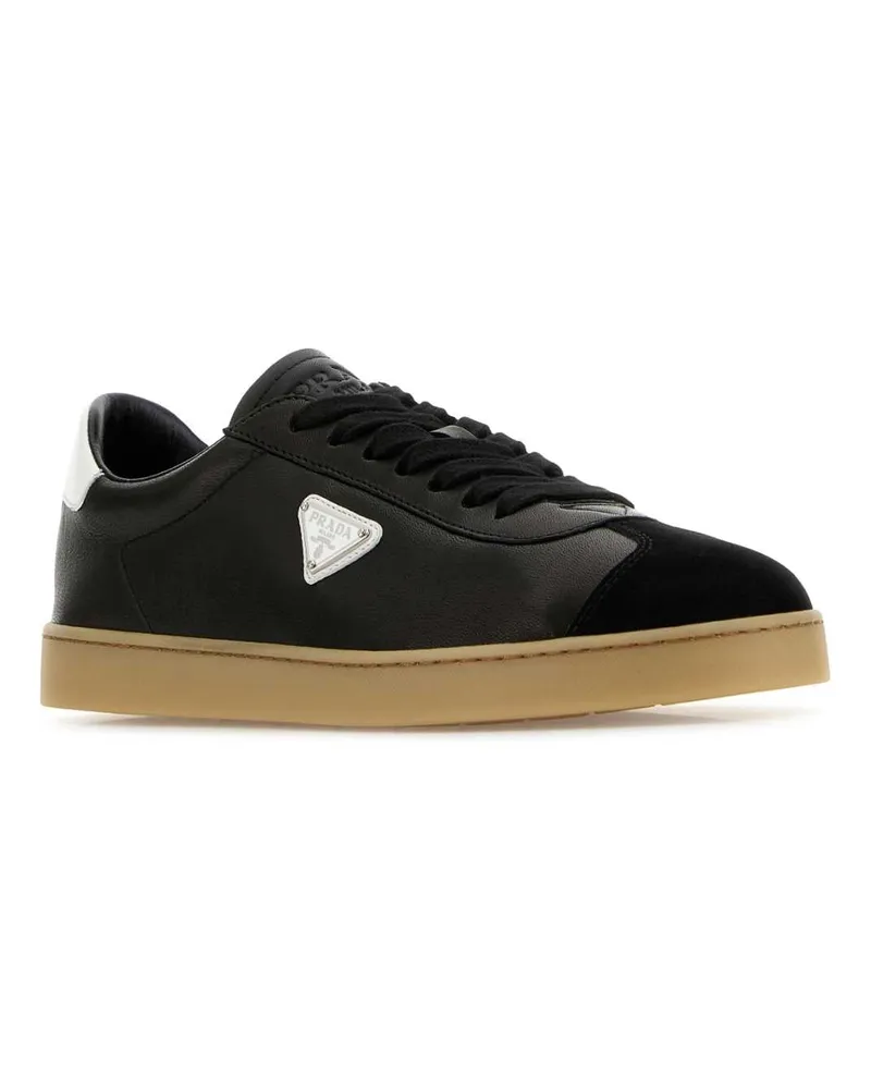 Prada Men's Black Nappa Leather Sneakers Nero-Bianco Agnello-Vitello Nero/bianco Black