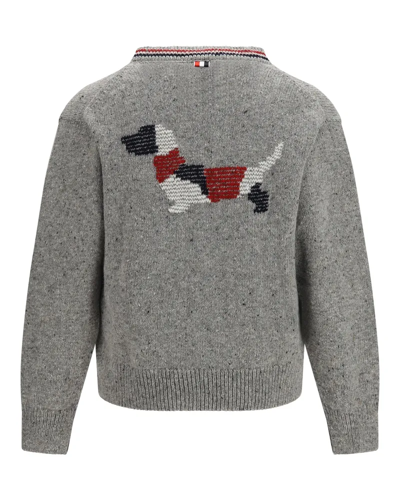 Thom Browne Men's Hector Donegal Yarn Cardigan Lt Grey Sweater Gray