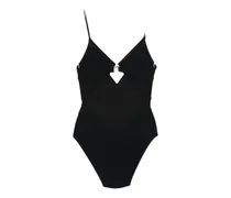 V-Neck Cutout Swimsuit — Black