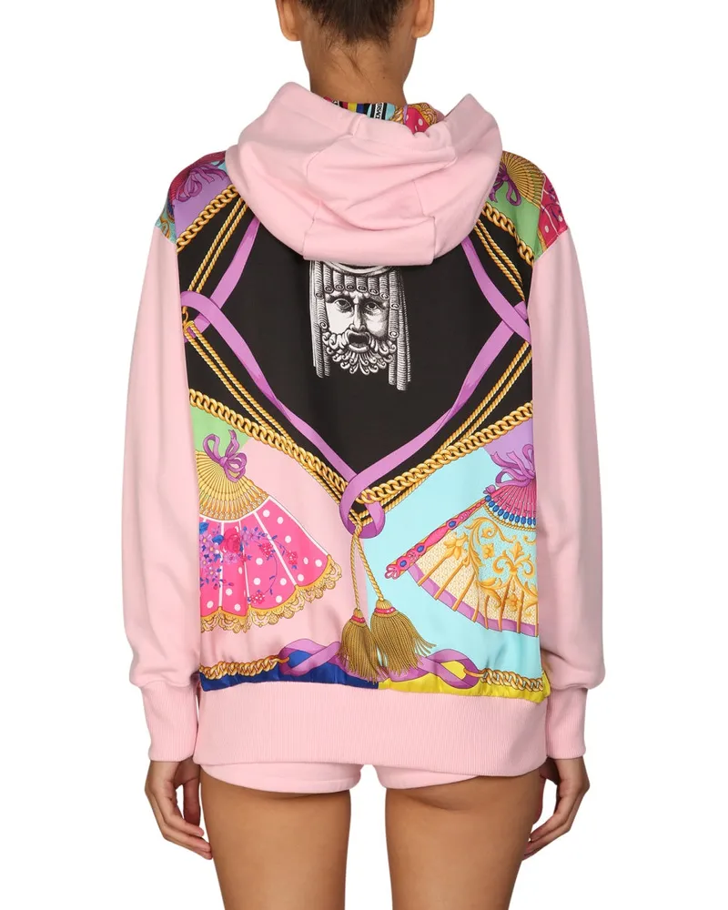 Versace Drawstring Hood Logo Sweatshirt — Pink Pink
