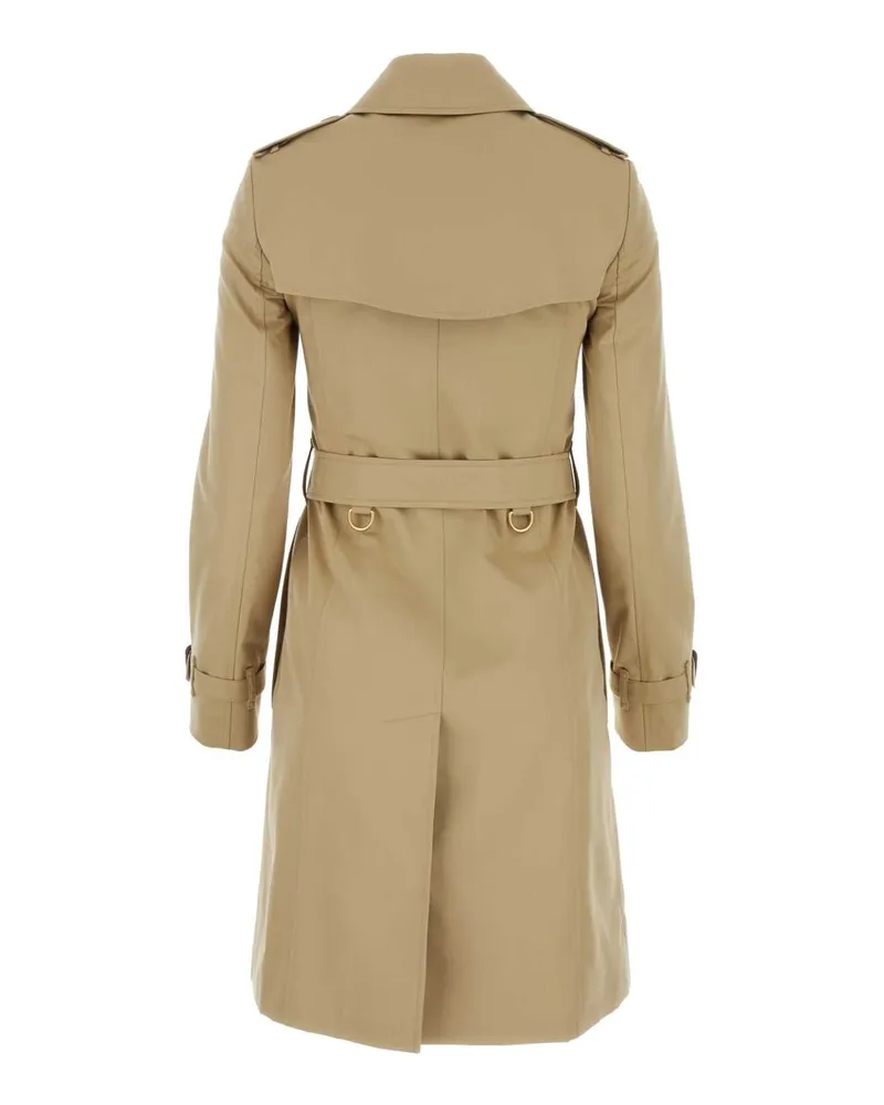 Burberry Women's Beige Gabardine Heritage Chelsea Trench Coat Honey Cotton Beige