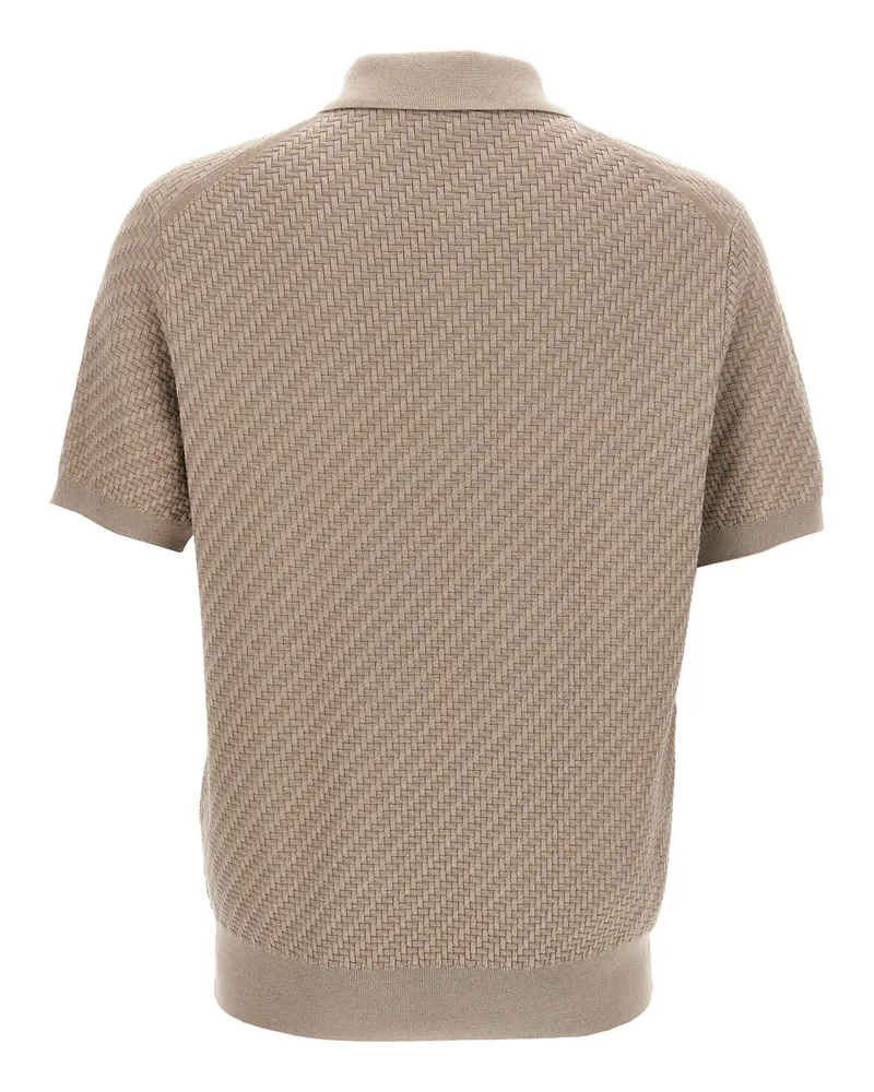 Brioni Men's Beige Cotton Polo Shirt Beige