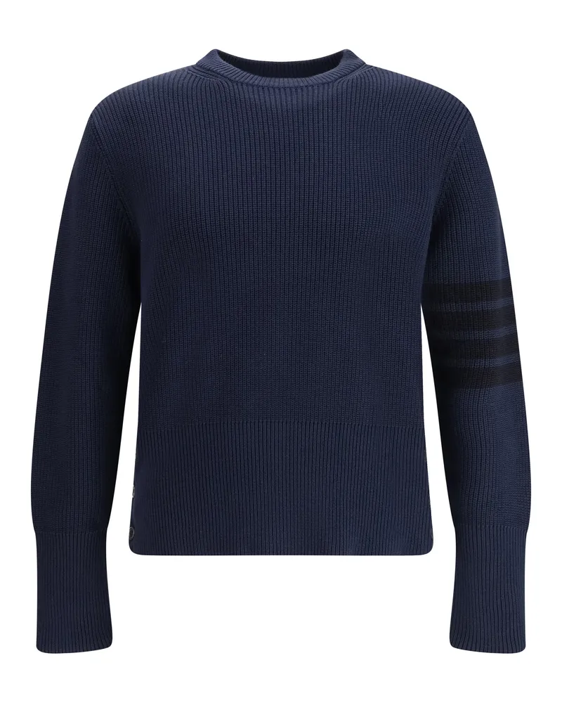Thom Browne Men's Bar Sweater Navy Cotton Navy