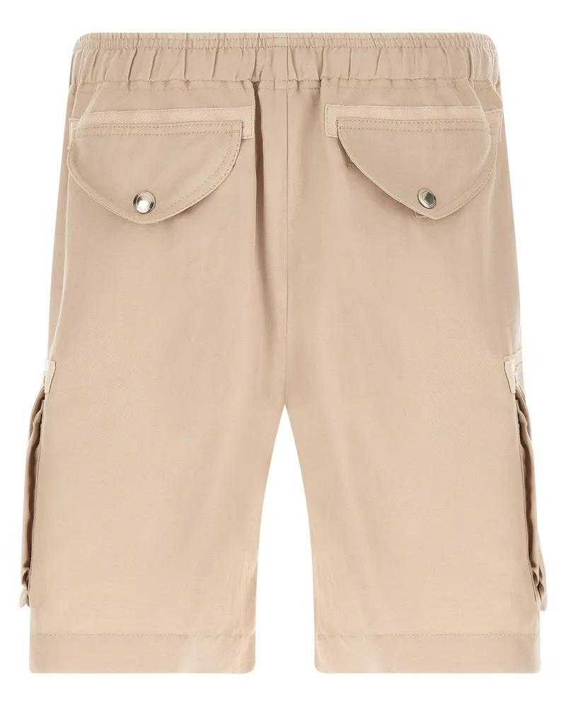 Brunello Cucinelli Cargo Pocket Canvas Bermuda Shorts — Beige Beige