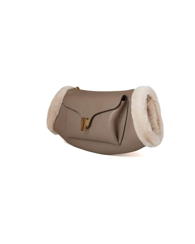 Coccinelle Women's Crossbody Bag Warm Taupe-Natural Cow Leather Polyester Crossbody-bags Taupe
