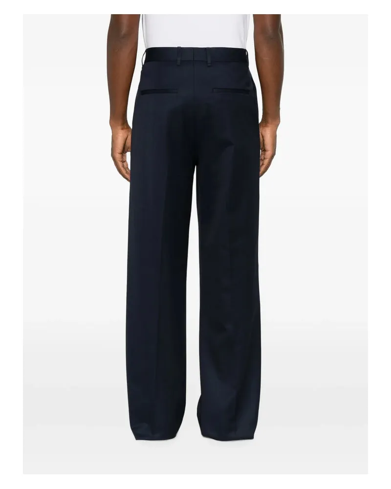 LARDINI Pleated Wide-Leg Trousers — Navy Navy