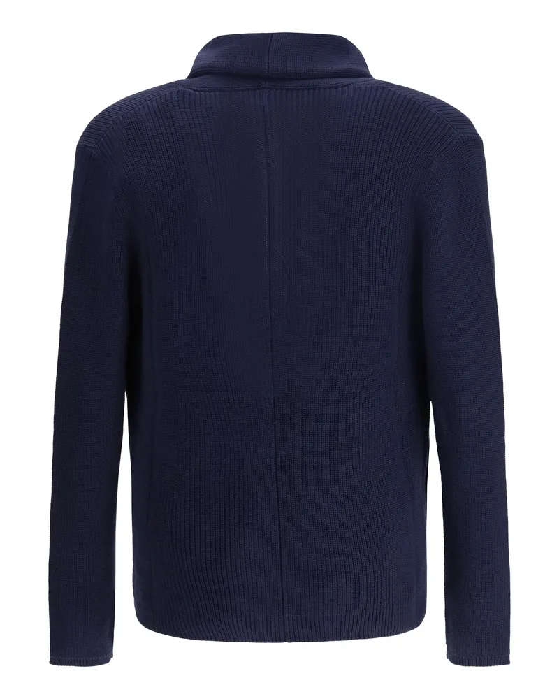 Brunello Cucinelli Men's Cardigan With A Shawl Collar Navy Cotton Sweater Navy