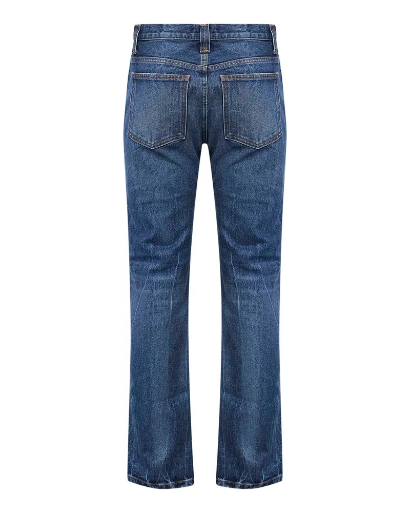 KHAITE Straight-Leg Cotton Denim Jeans — Blue Blue