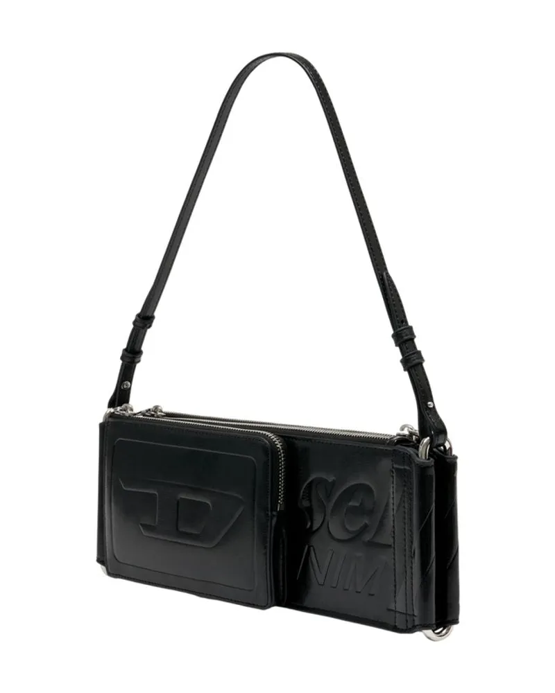 Diesel Unisex Flag-D X Shoulder Bag -  Synthetic Black Shoulder-Hobo-Bags Black