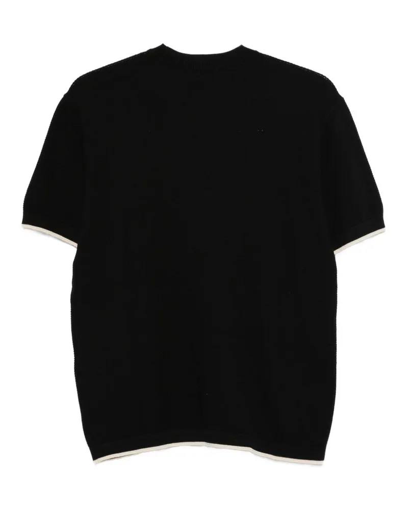 Emporio Armani Contrast-Tipped Cotton Knit T-Shirt — Black Black