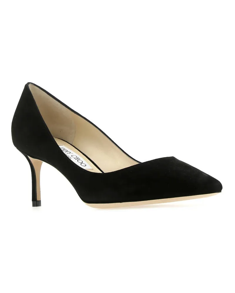 Jimmy Choo Women's Black Suede Romy 60 Pumps Leather Salpa Plastic Metal Scarpe Con Tacco High Heel Shoes Black